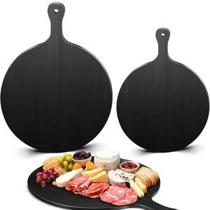 Black Round Serving Boards Set